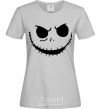 Women's T-shirt Face with mouth sewn up grey фото