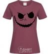 Women's T-shirt Face with mouth sewn up burgundy фото