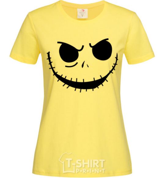Women's T-shirt Face with mouth sewn up cornsilk фото