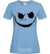 Women's T-shirt Face with mouth sewn up sky-blue фото