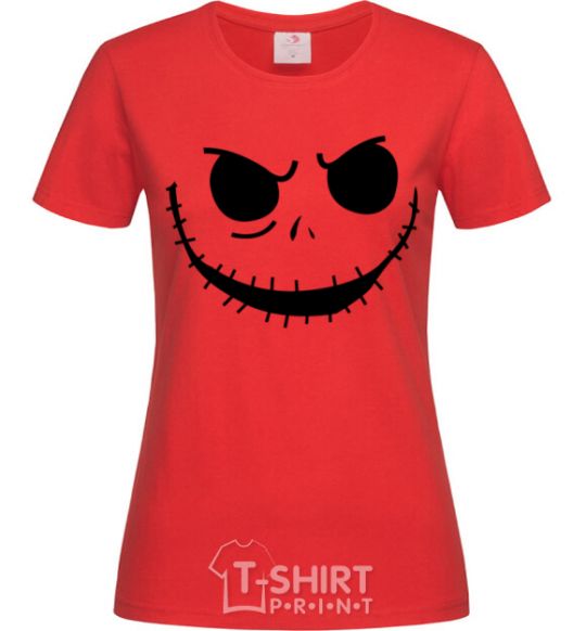 Women's T-shirt Face with mouth sewn up red фото