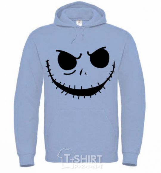 Men`s hoodie Face with mouth sewn up sky-blue фото