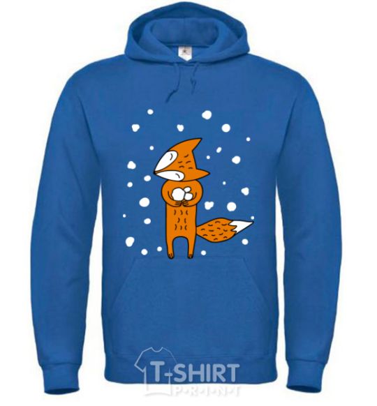 Men`s hoodie The fox and the snow royal фото