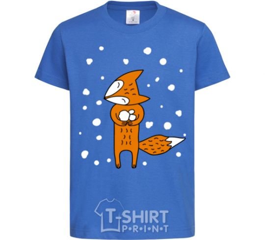 Kids T-shirt The fox and the snow royal-blue фото