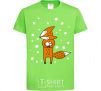 Kids T-shirt The fox and the snow orchid-green фото