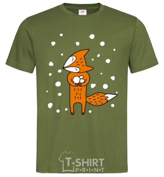 Men's T-Shirt The fox and the snow millennial-khaki фото