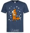 Men's T-Shirt The fox and the snow navy-blue фото