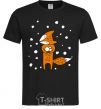 Men's T-Shirt The fox and the snow black фото
