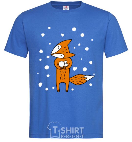 Men's T-Shirt The fox and the snow royal-blue фото