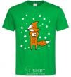 Men's T-Shirt The fox and the snow kelly-green фото