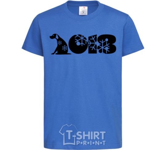 Kids T-shirt Year of the dog 2018 snowflakes royal-blue фото