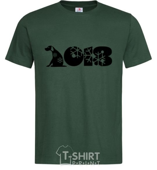 Мужская футболка Год собаки 2018 снежинки Темно-зеленый фото