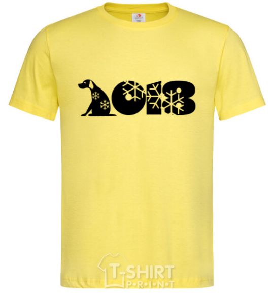 Мужская футболка Год собаки 2018 снежинки Лимонный фото