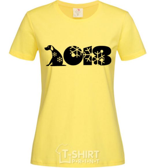Женская футболка Год собаки 2018 снежинки Лимонный фото