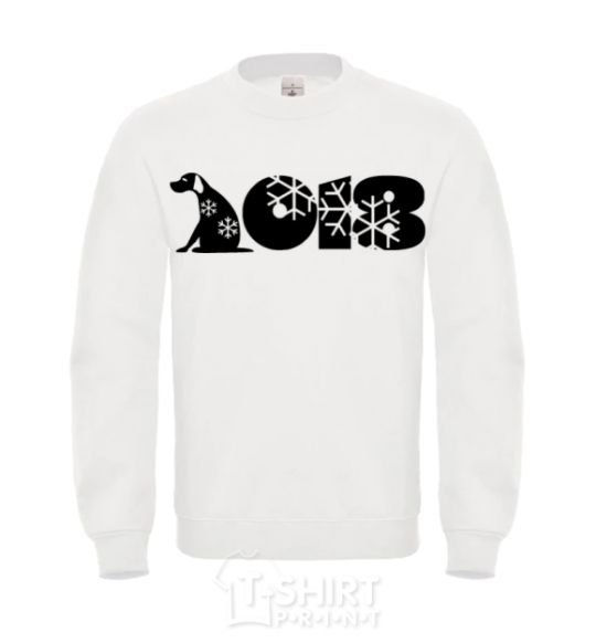 Sweatshirt Year of the dog 2018 snowflakes White фото