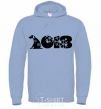 Men`s hoodie Year of the dog 2018 snowflakes sky-blue фото