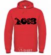 Men`s hoodie Year of the dog 2018 snowflakes bright-red фото