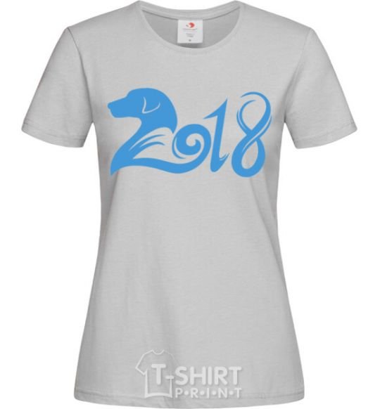 Women's T-shirt Year of the dog 2018 grey фото