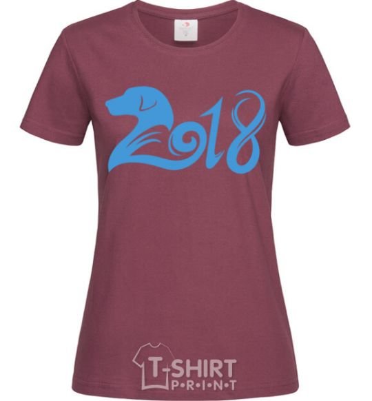 Women's T-shirt Year of the dog 2018 burgundy фото