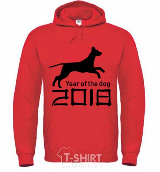 Мужская толстовка (худи) Year of the dog 2018 V.1 Ярко-красный фото