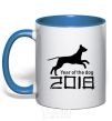 Mug with a colored handle Year of the dog 2018 V.1 royal-blue фото