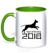 Mug with a colored handle Year of the dog 2018 V.1 kelly-green фото