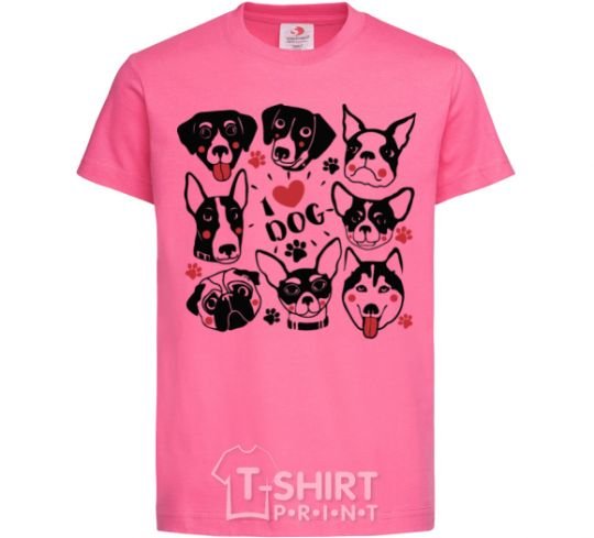 Kids T-shirt I love dog heliconia фото