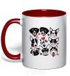 Mug with a colored handle I love dog red фото