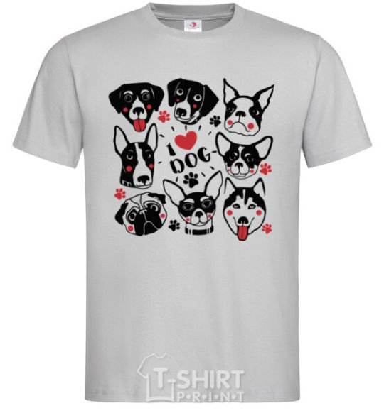 Men's T-Shirt I love dog grey фото