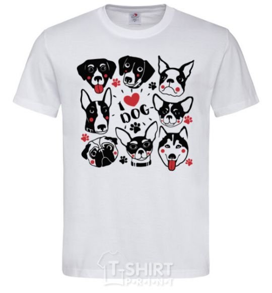 Men's T-Shirt I love dog White фото