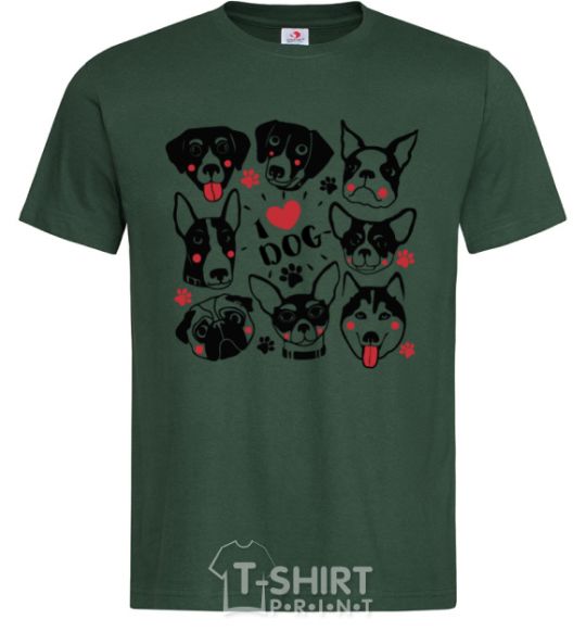 Men's T-Shirt I love dog bottle-green фото