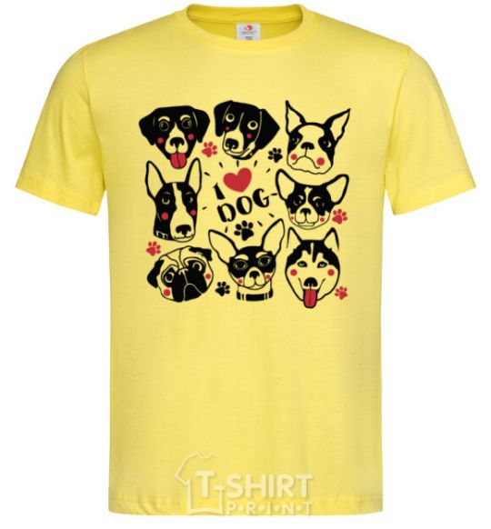 Men's T-Shirt I love dog cornsilk фото