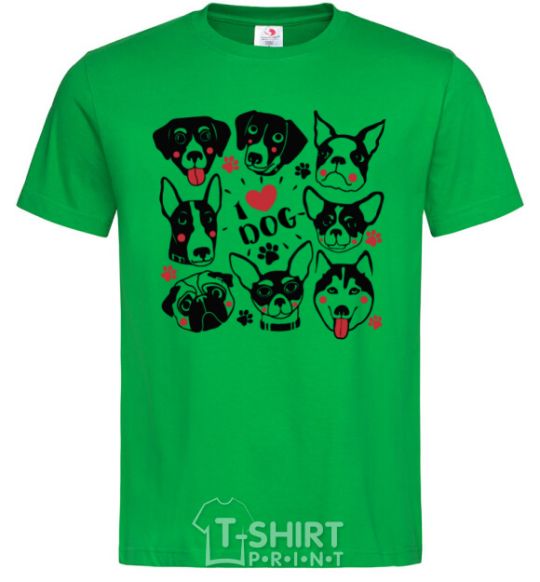 Men's T-Shirt I love dog kelly-green фото