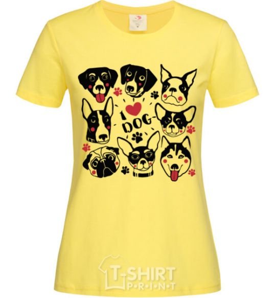 Women's T-shirt I love dog cornsilk фото