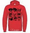 Men`s hoodie I love dog bright-red фото