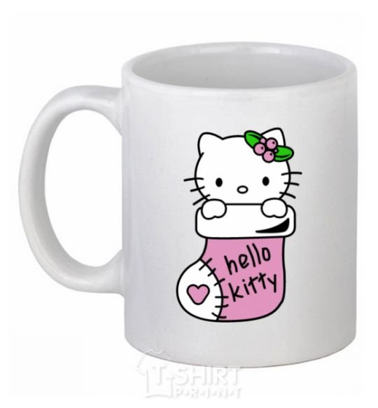 Ceramic mug New Year Hello Kitty White фото