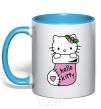 Mug with a colored handle New Year Hello Kitty sky-blue фото