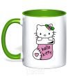 Mug with a colored handle New Year Hello Kitty kelly-green фото