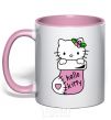 Mug with a colored handle New Year Hello Kitty light-pink фото