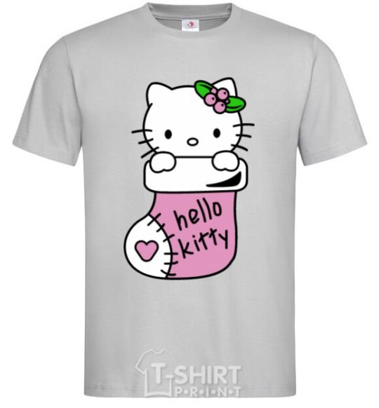 Men's T-Shirt New Year Hello Kitty grey фото