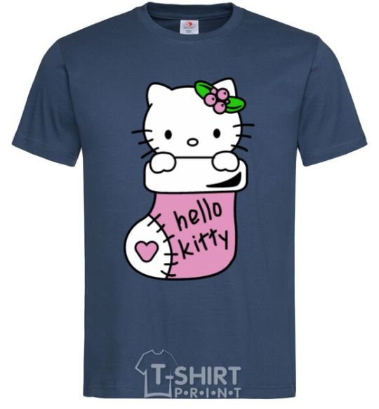 Men's T-Shirt New Year Hello Kitty navy-blue фото