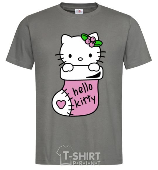 Men's T-Shirt New Year Hello Kitty dark-grey фото