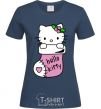 Women's T-shirt New Year Hello Kitty navy-blue фото