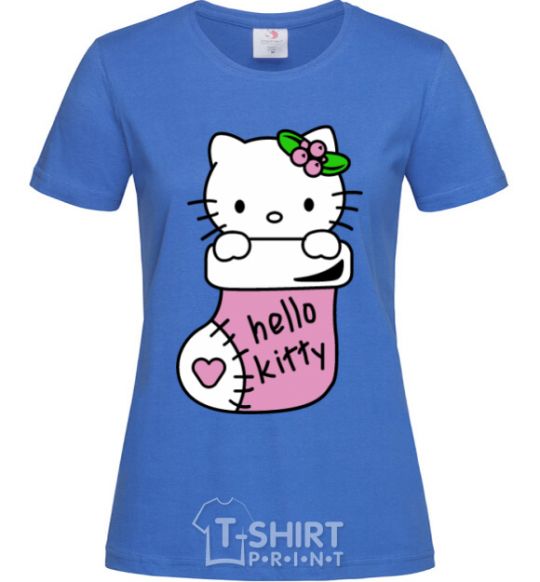 Women's T-shirt New Year Hello Kitty royal-blue фото