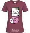 Women's T-shirt New Year Hello Kitty burgundy фото