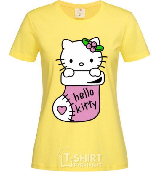 Women's T-shirt New Year Hello Kitty cornsilk фото