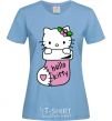 Women's T-shirt New Year Hello Kitty sky-blue фото