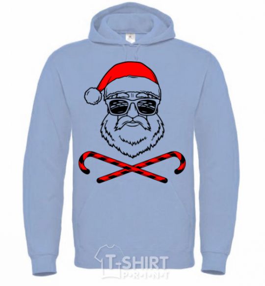 Men`s hoodie Santa Claus hoho swag sky-blue фото