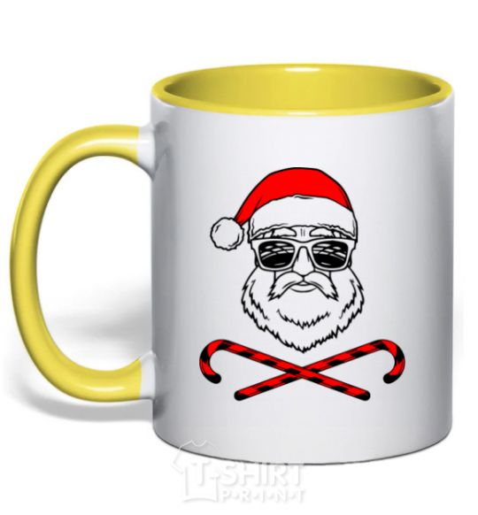 Mug with a colored handle Santa Claus hoho swag yellow фото
