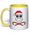 Mug with a colored handle Santa Claus hoho swag yellow фото